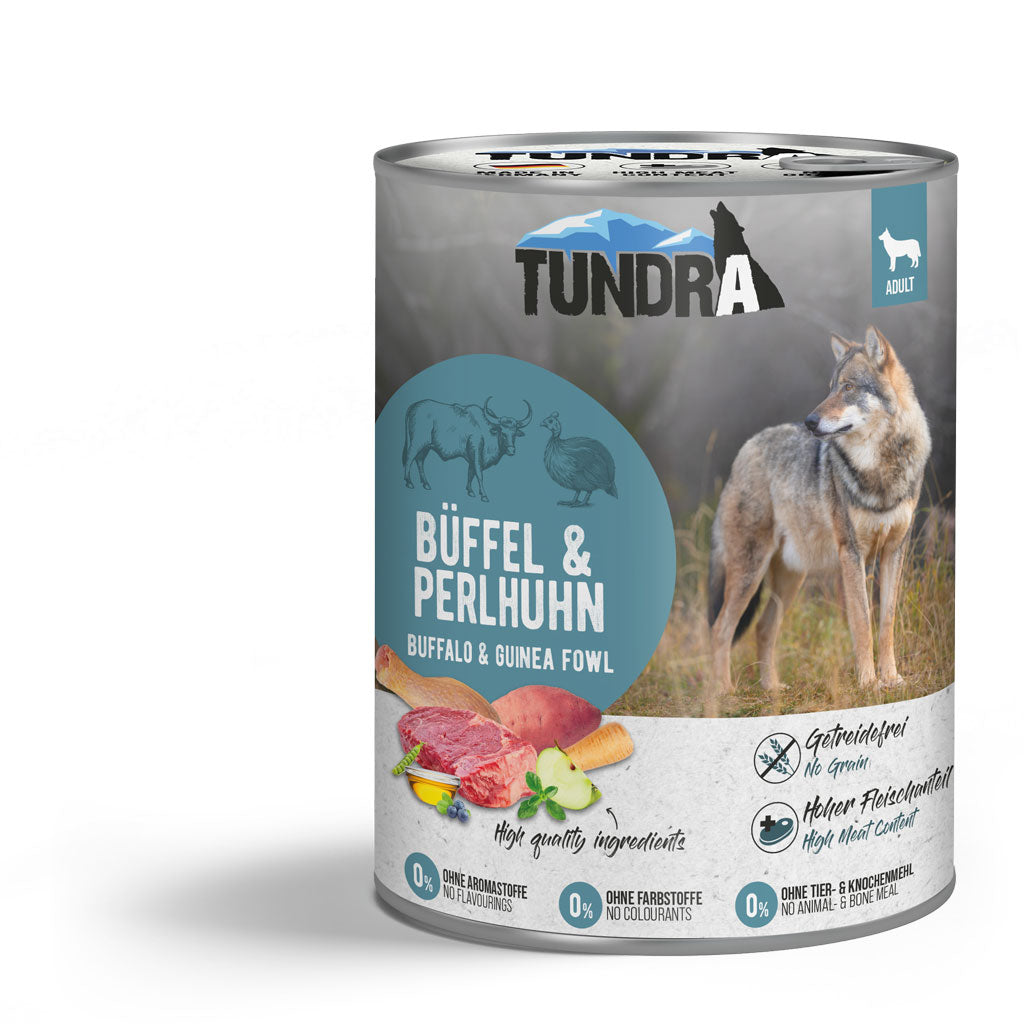 Tundra Dog Büffel &amp; Perlhuhn Nassfutter für Hunde, 800-g-Dose