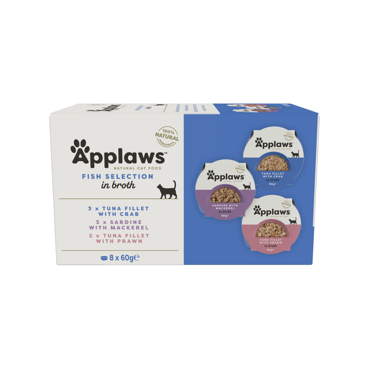 Applaws Katze Multipack Fisch Selection Schale – 8 x 60 g