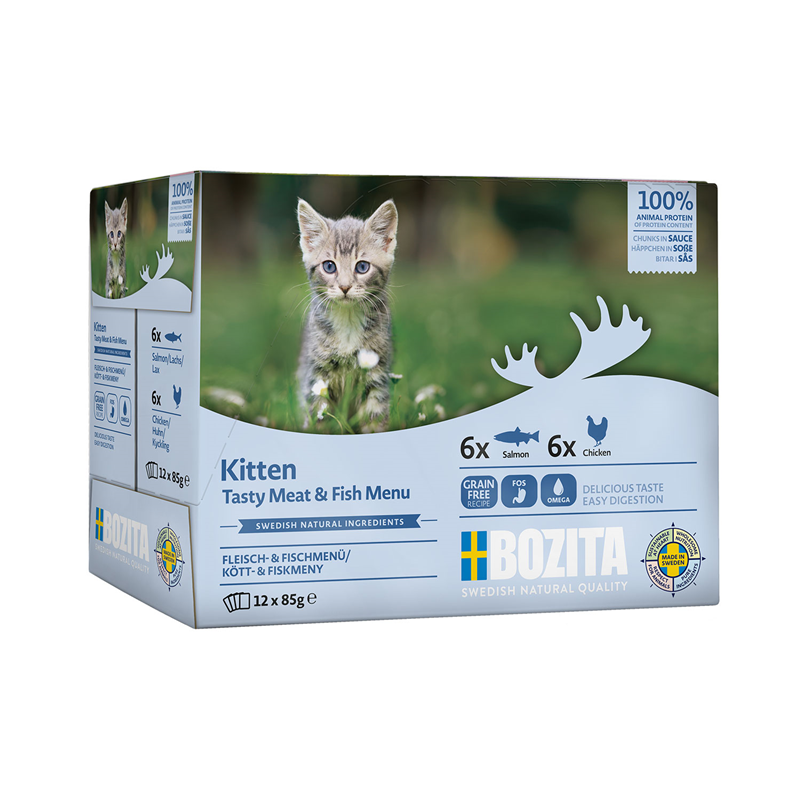 Bozita Häppchen in Sauce mit Fisch &amp; Fleisch für Kitten Multibox 12x85 g