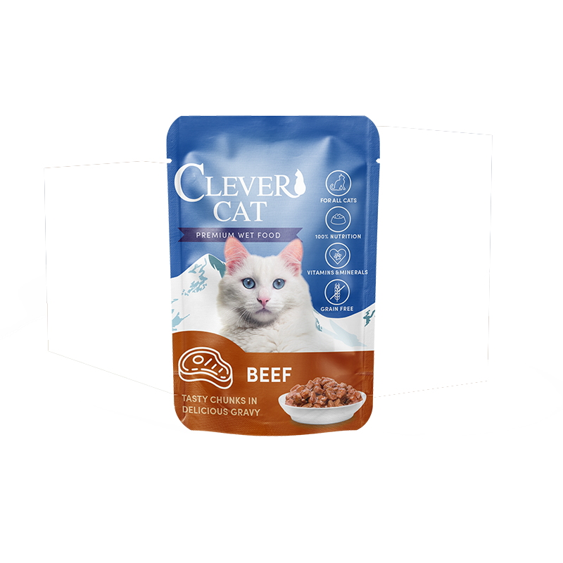 Clever Cat Nassfutter Pouches Huhn &amp; Rind Multipack 12 x 85 g