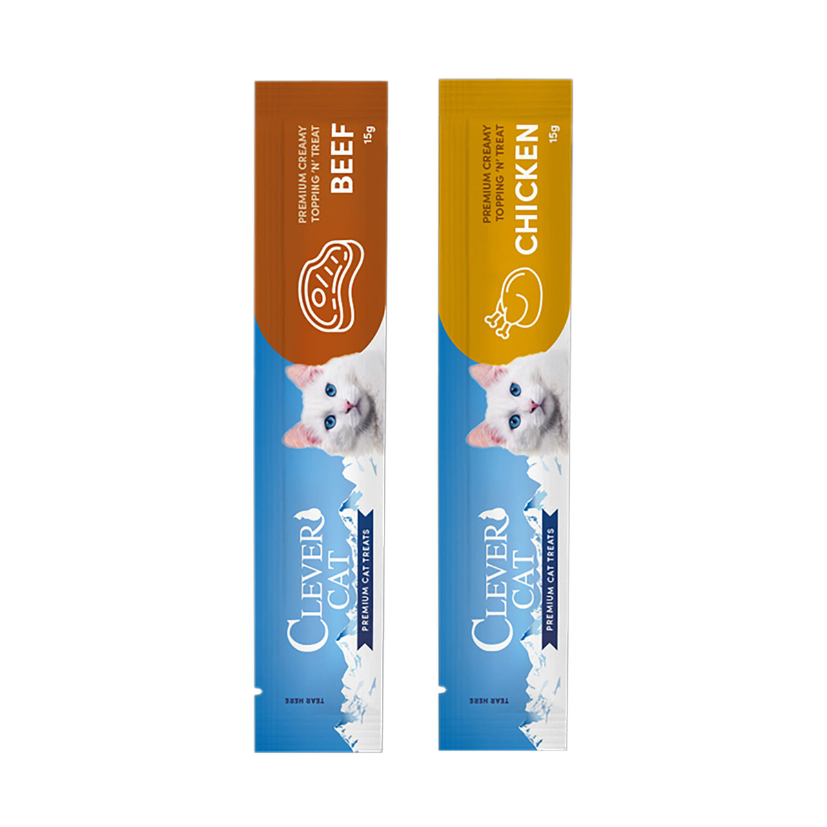 Clever Cat Creamy Snack Huhn &amp; Rind 6 x 15 g