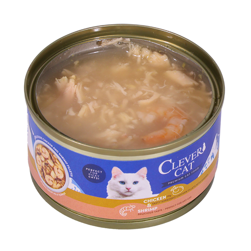 Clever Cat Nassfutter Shredded Huhn &amp; Garnele 70 g
