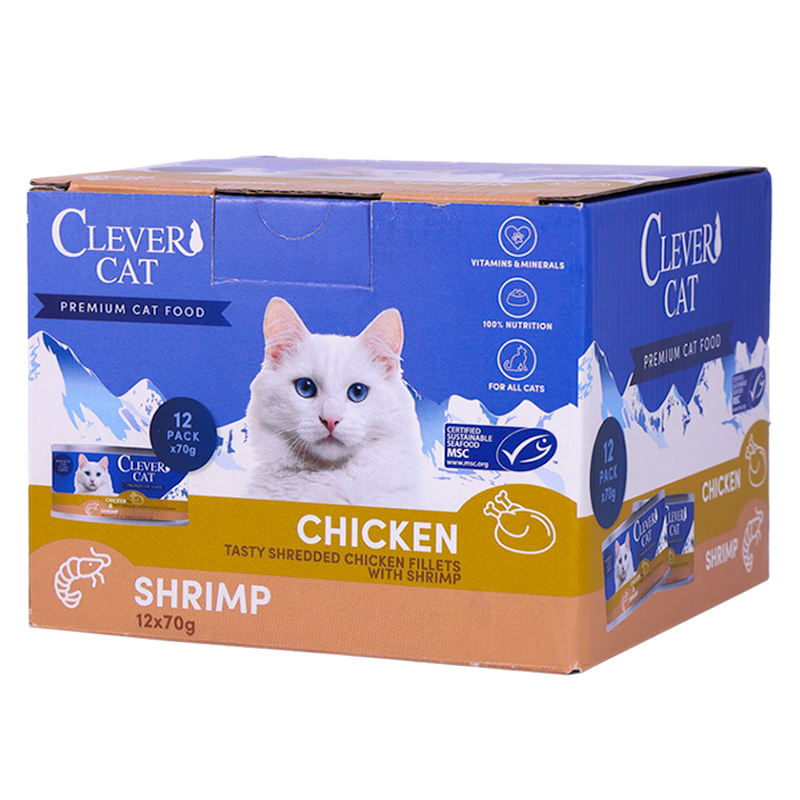 Clever Cat Nassfutter Shredded Huhn &amp; Garnele 70 g