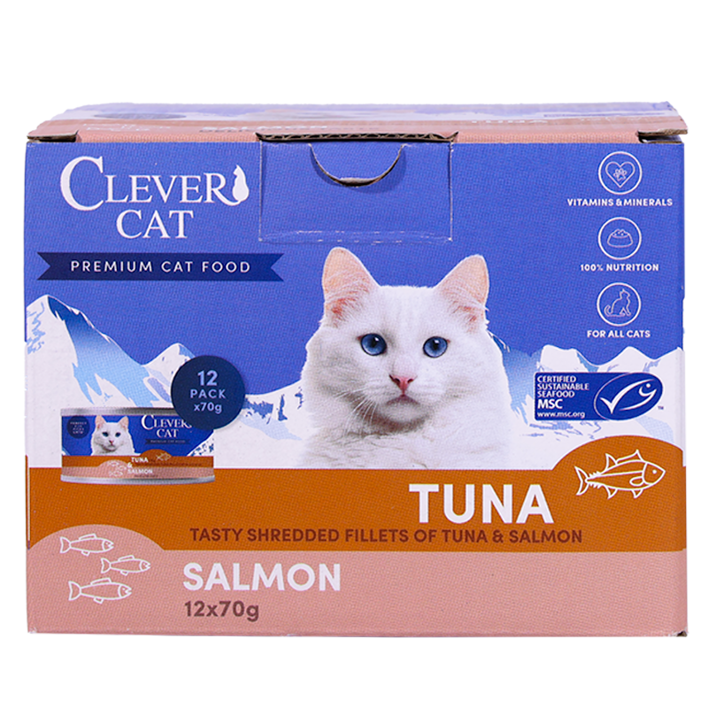 Clever Cat Nassfutter Shredded Thunfisch &amp; Lachs 70 g