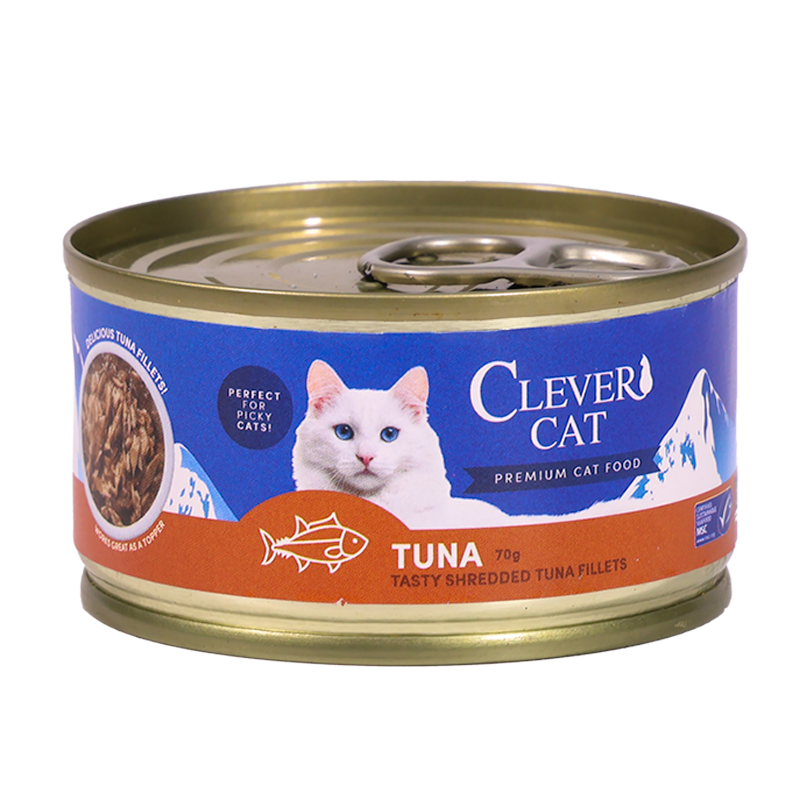 Clever Cat Nassfutter Shredded Thunfisch 70 g – 12 x 70 g