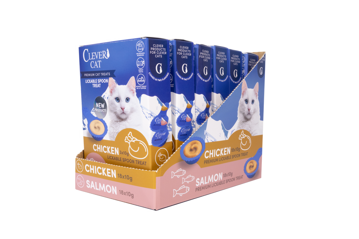 Clever Cat Lickable Spoon Snack Huhn &amp; Lachs 6 x 10 g