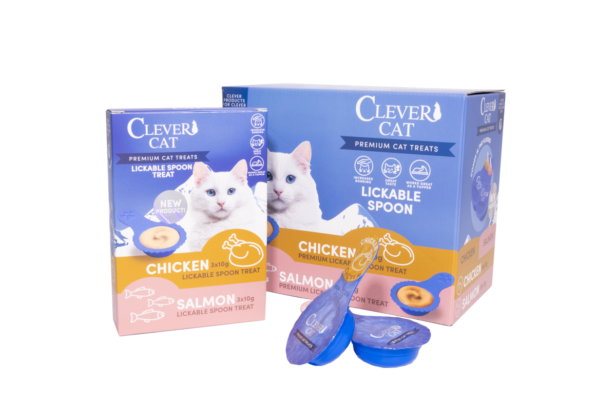 Clever Cat Lickable Spoon Snack Huhn &amp; Lachs 6 x 10 g – 6 x 10 g