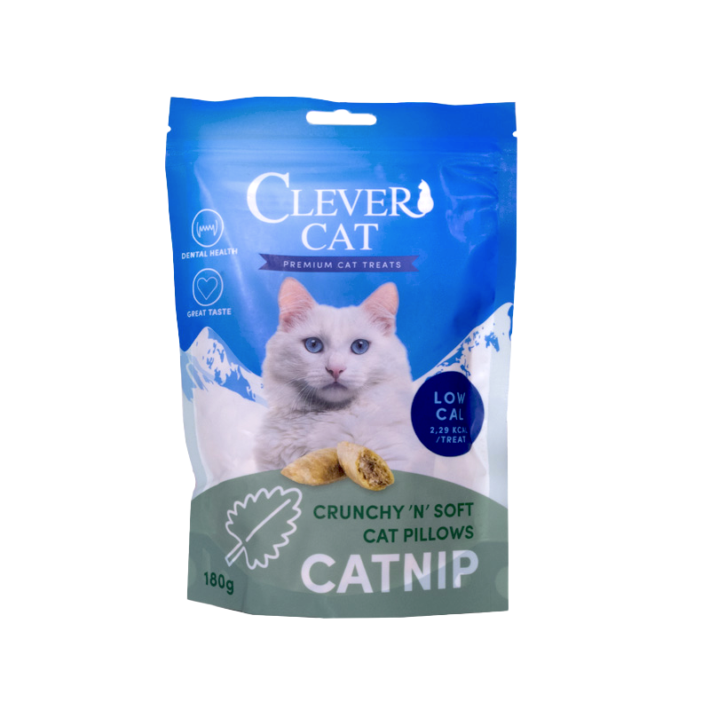 Clever Cat Pillows Snack Katzenminze – 12 x 180 g