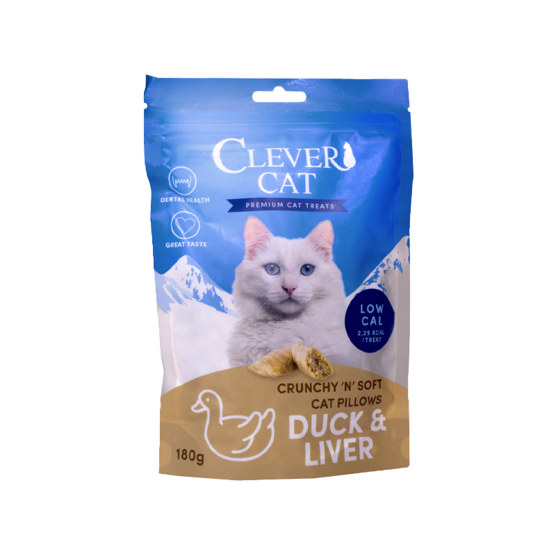 Clever Cat Pillows Snack Ente &amp; Leber – 12 x 180 g