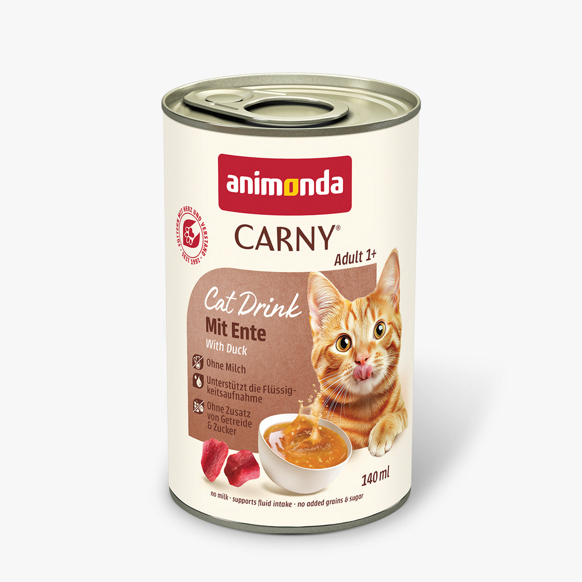 animonda Carny Cat Drink mit Ente für ausgewachsene Katzen, 140-ml-Dose
