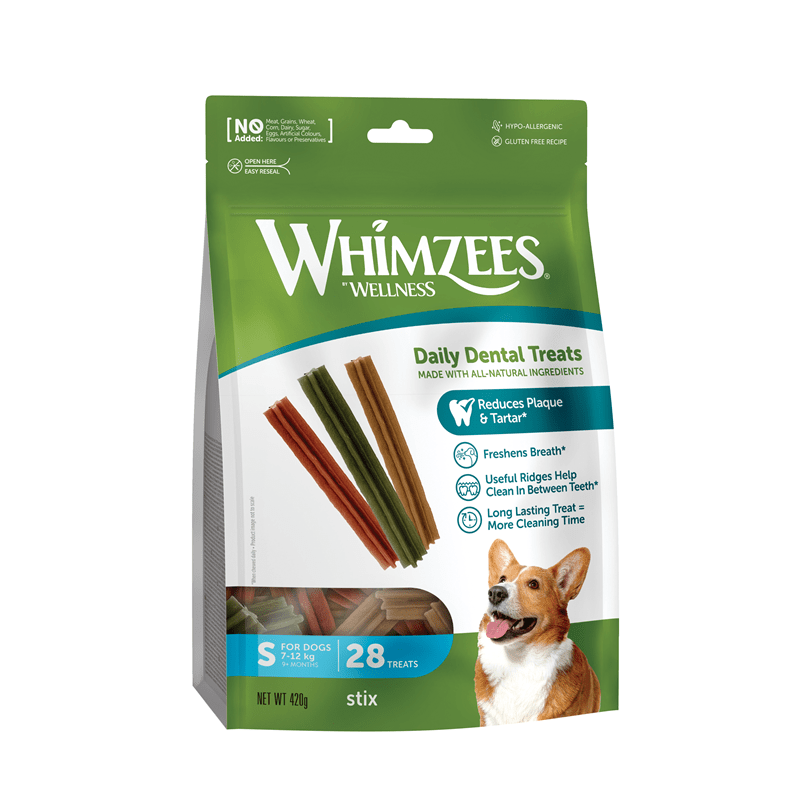 Artikel mit dem Namen Whimzees Stix im Shop von zoo.de , dem Onlineshop für nachhaltiges Hundefutter und Katzenfutter.
