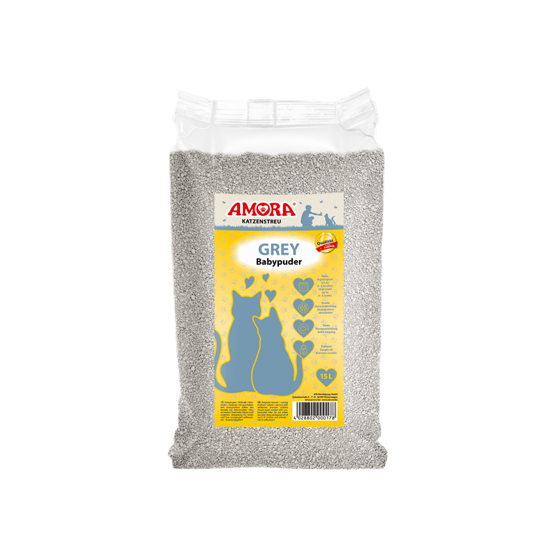 AMORA Katzenstreu Grey Compact Babypuder