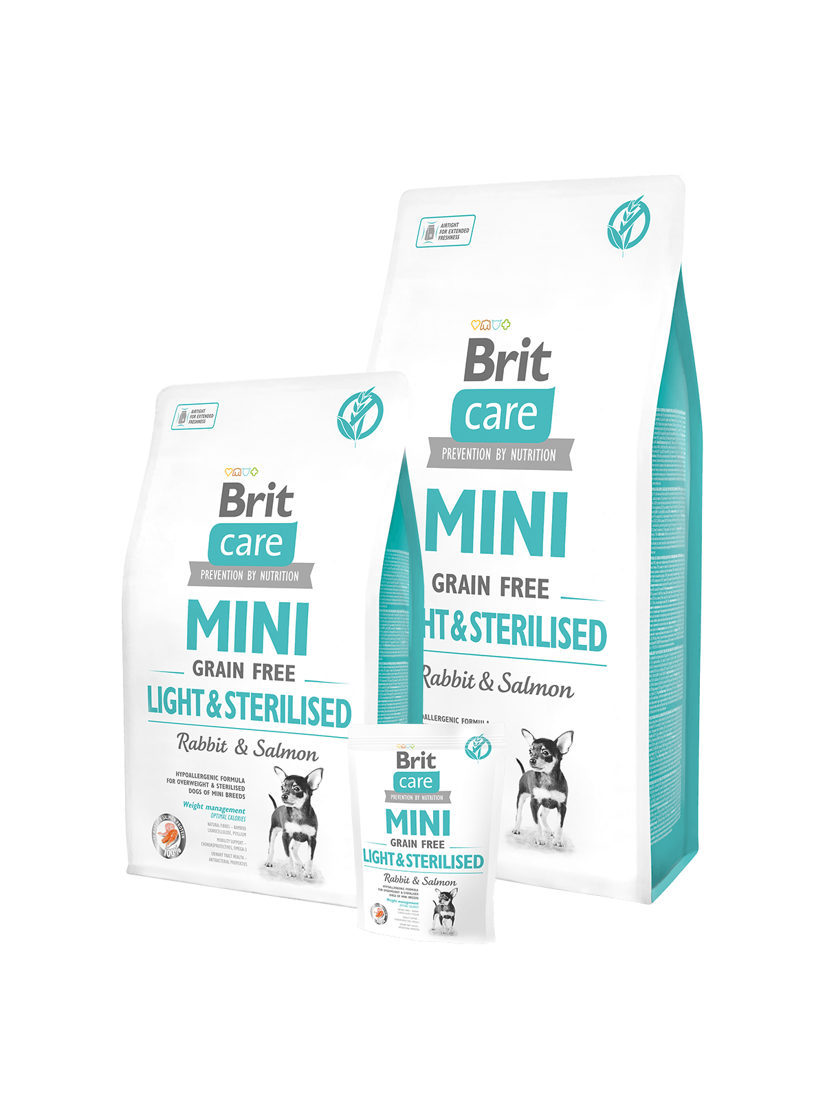 BRIT Care Mini Grainfree Hund Trockenfutter Light & Sterilised - Rabbit & Salmon