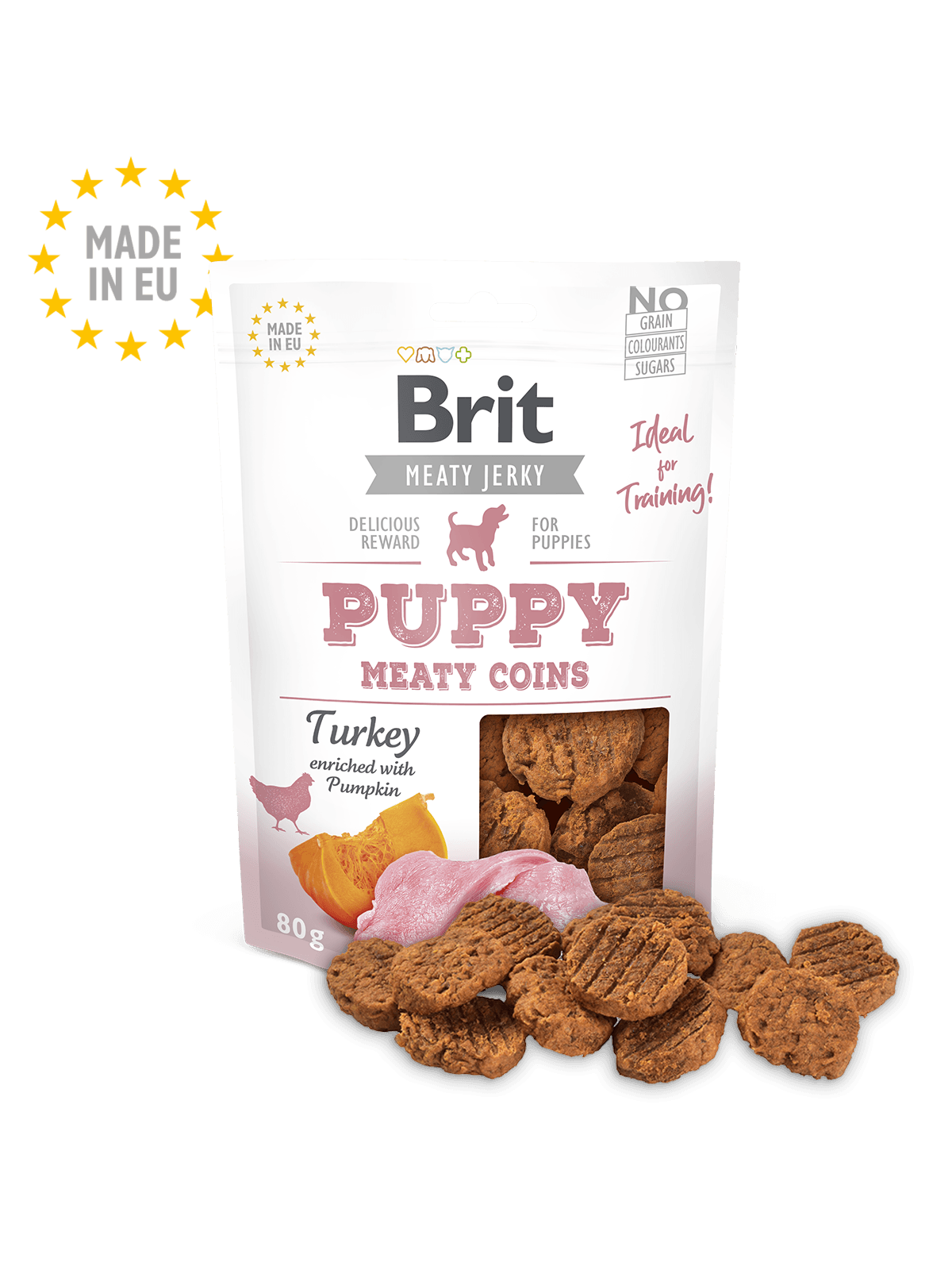 BRIT Meaty Jerkys Hund Puppy - Turkey Meaty Coins - Truthahn + Kürbis