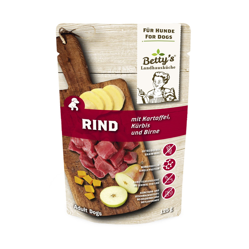 Artikel mit dem Namen Betty's Landhausküche Hund Frischebeutel Rind mit Kartoffel im Shop von zoo.de , dem Onlineshop für nachhaltiges Hundefutter und Katzenfutter.