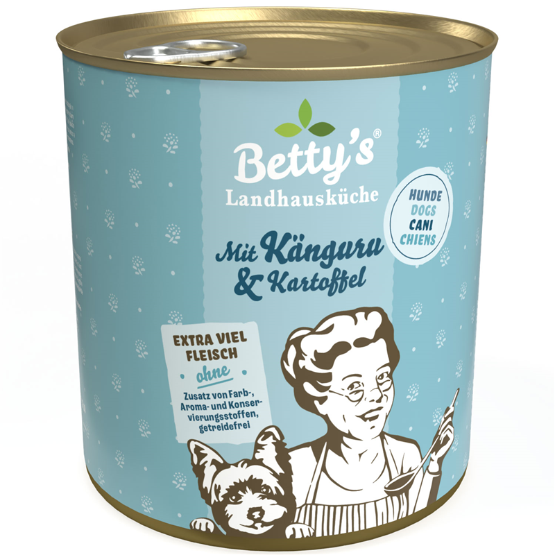 Artikel mit dem Namen Betty's Landhausküche Hund: Känguru & Kartoffel im Shop von zoo.de , dem Onlineshop für nachhaltiges Hundefutter und Katzenfutter.