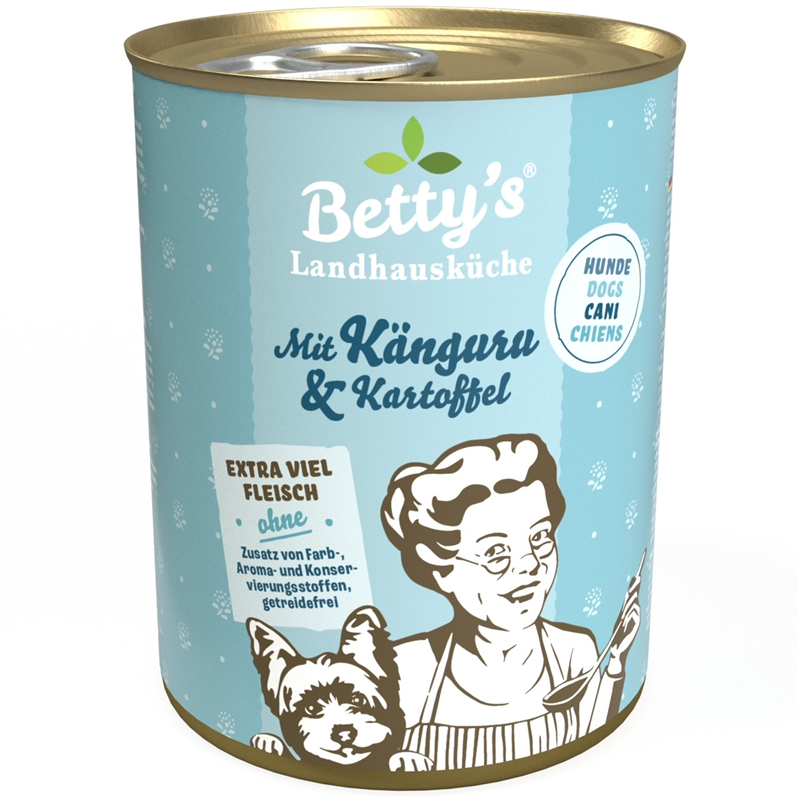 Artikel mit dem Namen Betty's Landhausküche Hund: Känguru & Kartoffel im Shop von zoo.de , dem Onlineshop für nachhaltiges Hundefutter und Katzenfutter.