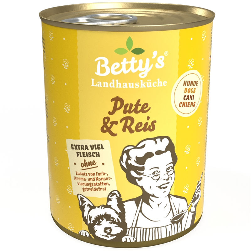 Artikel mit dem Namen Betty's Landhausküche Hund: Pute & Reis im Shop von zoo.de , dem Onlineshop für nachhaltiges Hundefutter und Katzenfutter.