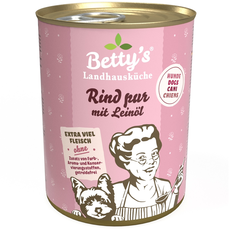 Artikel mit dem Namen Betty's Landhausküche Hund: Rind pur mit Leinöl im Shop von zoo.de , dem Onlineshop für nachhaltiges Hundefutter und Katzenfutter.