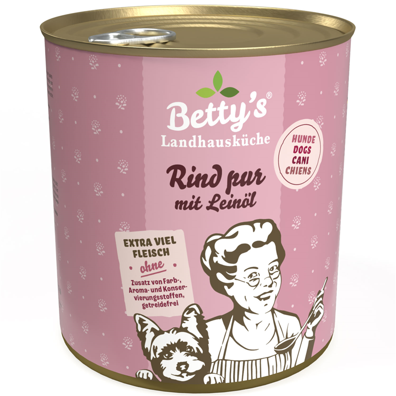 Artikel mit dem Namen Betty's Landhausküche Hund: Rind pur mit Leinöl im Shop von zoo.de , dem Onlineshop für nachhaltiges Hundefutter und Katzenfutter.