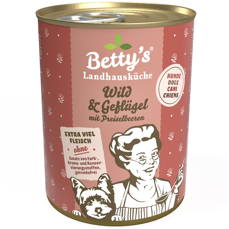 Artikel mit dem Namen Betty's Landhausküche Hund: Wild & Geflügel im Shop von zoo.de , dem Onlineshop für nachhaltiges Hundefutter und Katzenfutter.