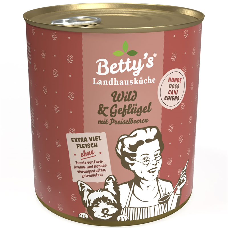 Artikel mit dem Namen Betty's Landhausküche Hund: Wild & Geflügel im Shop von zoo.de , dem Onlineshop für nachhaltiges Hundefutter und Katzenfutter.