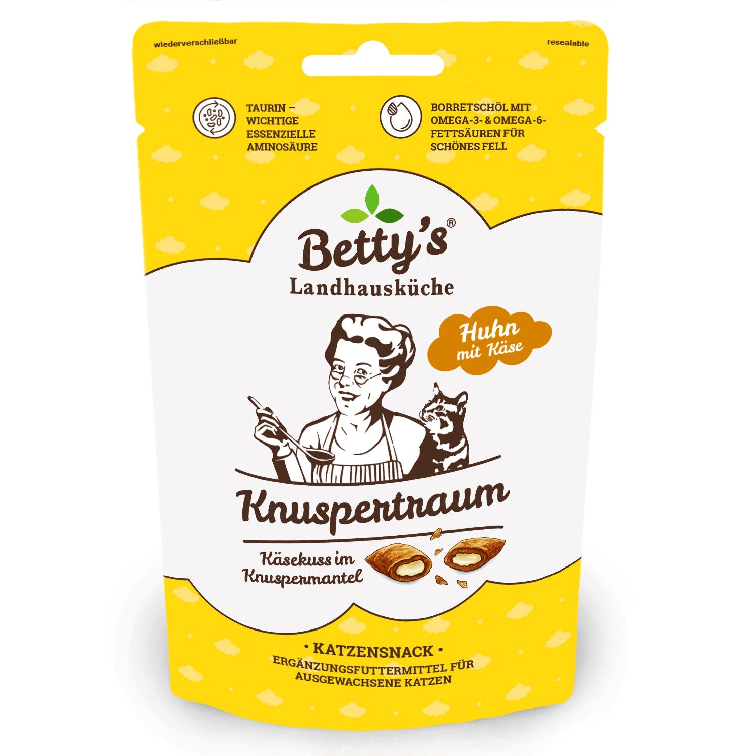 Betty´s Landhausküche Knuspertraum Katzensnack mit Huhn und Käse, 50-g-Beutel