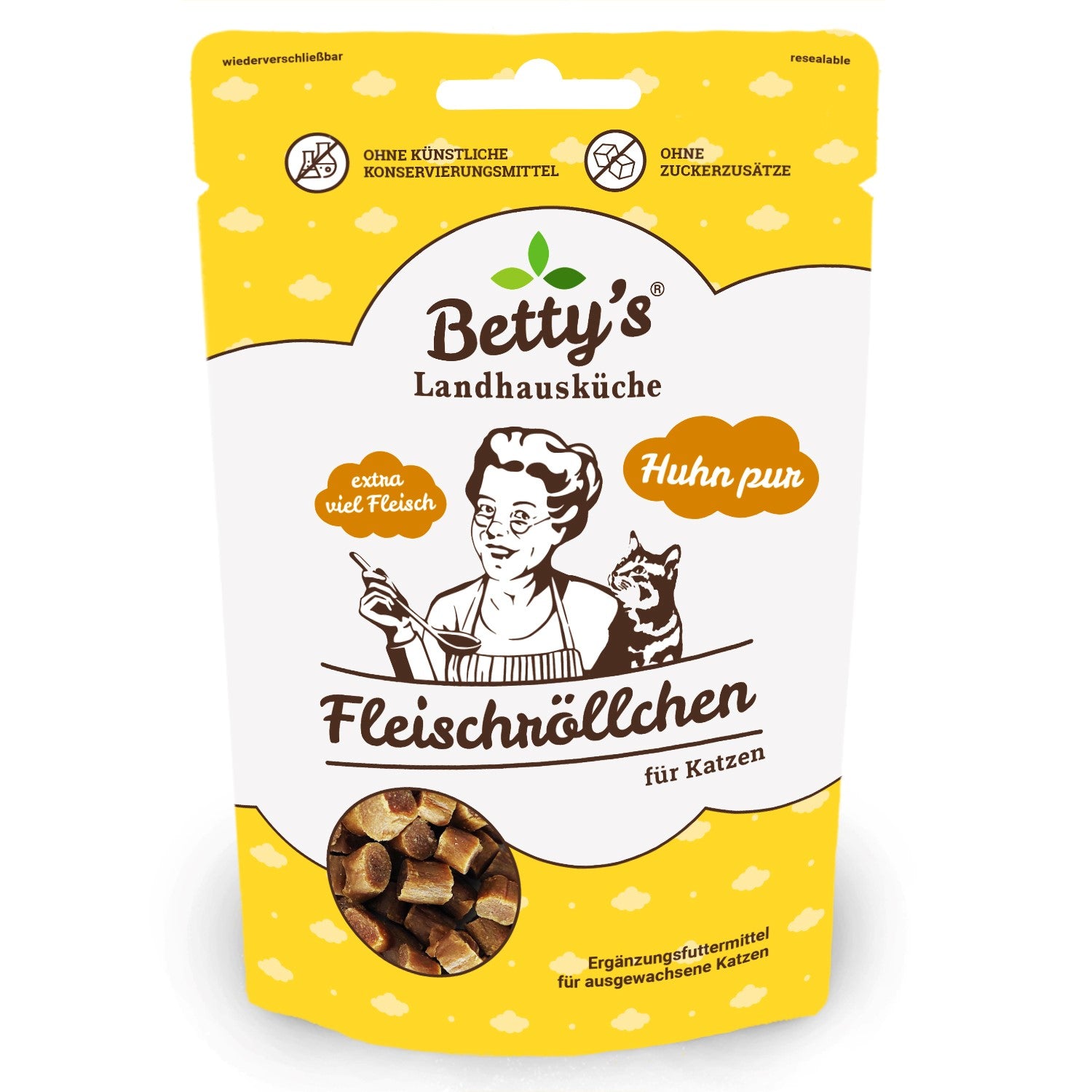 Betty´s Landhausküche Fleischröllchen Huhn pur Katzensnack, 50-g-Beutel