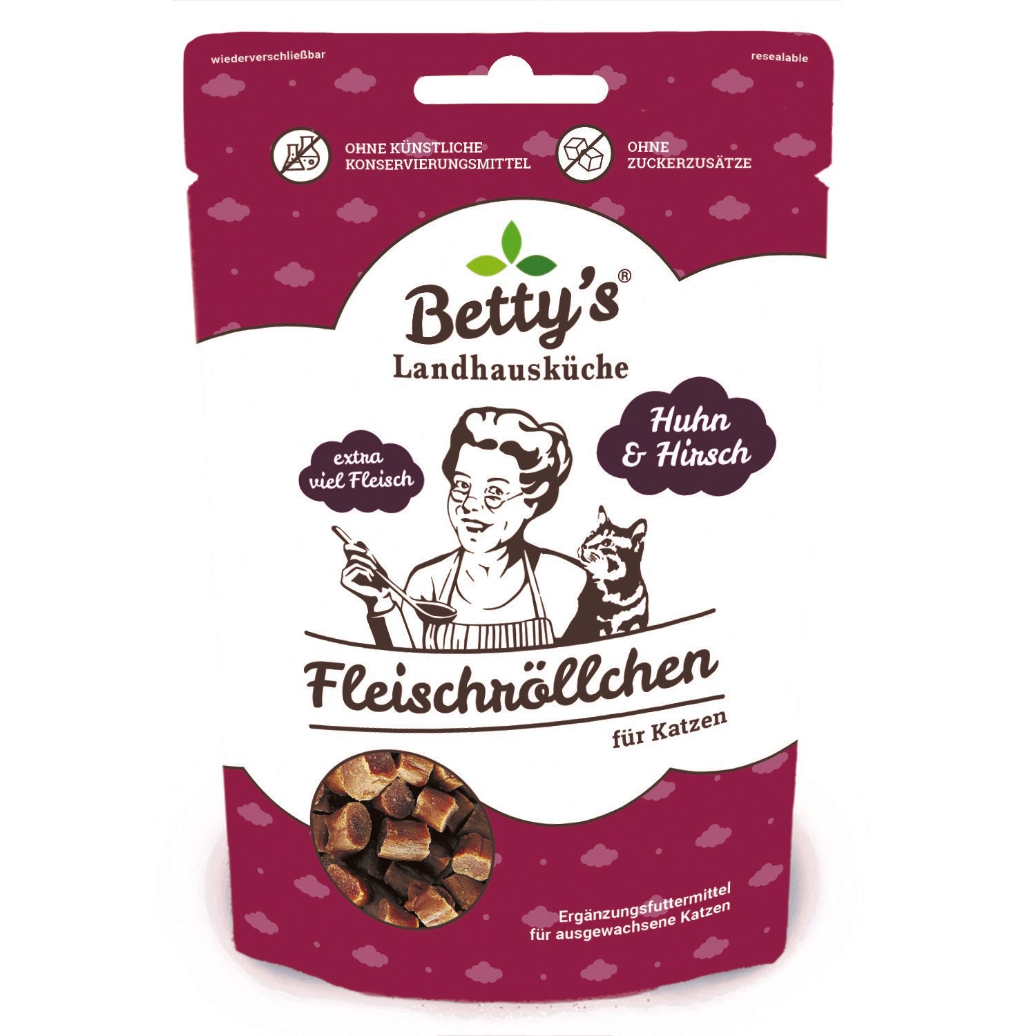 Betty´s Landhausküche Fleischröllchen Huhn und Hirsch Katzensnack, 50-g-Beutel