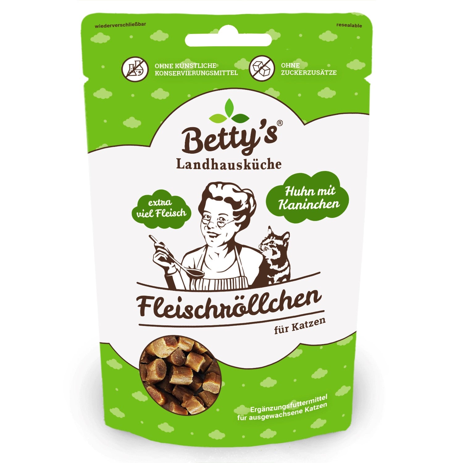 Betty´s Landhausküche Fleischröllchen Huhn mit Kaninchen Katzensnack, 50-g-Beutel
