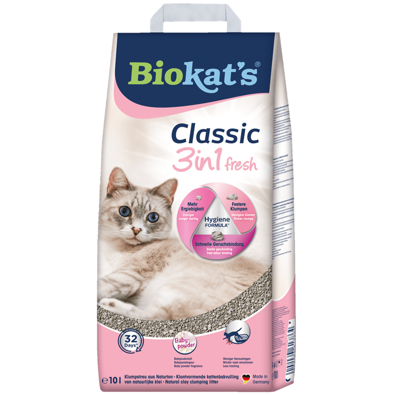 Biokats Classic fresh 3in1 Babypuderduft 10l im Papiersack, Katzenstreu