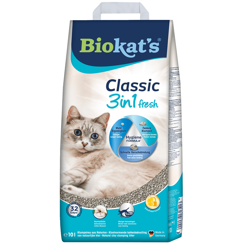 Biokats classic fresh Cotton Blossom, 10 L Papiersack, Katzenstreu