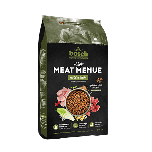 bosch MEAT MENUE Adult Hundetrockenfutter mit Rind und Huhn, glutenfrei, 800-g-Beutel