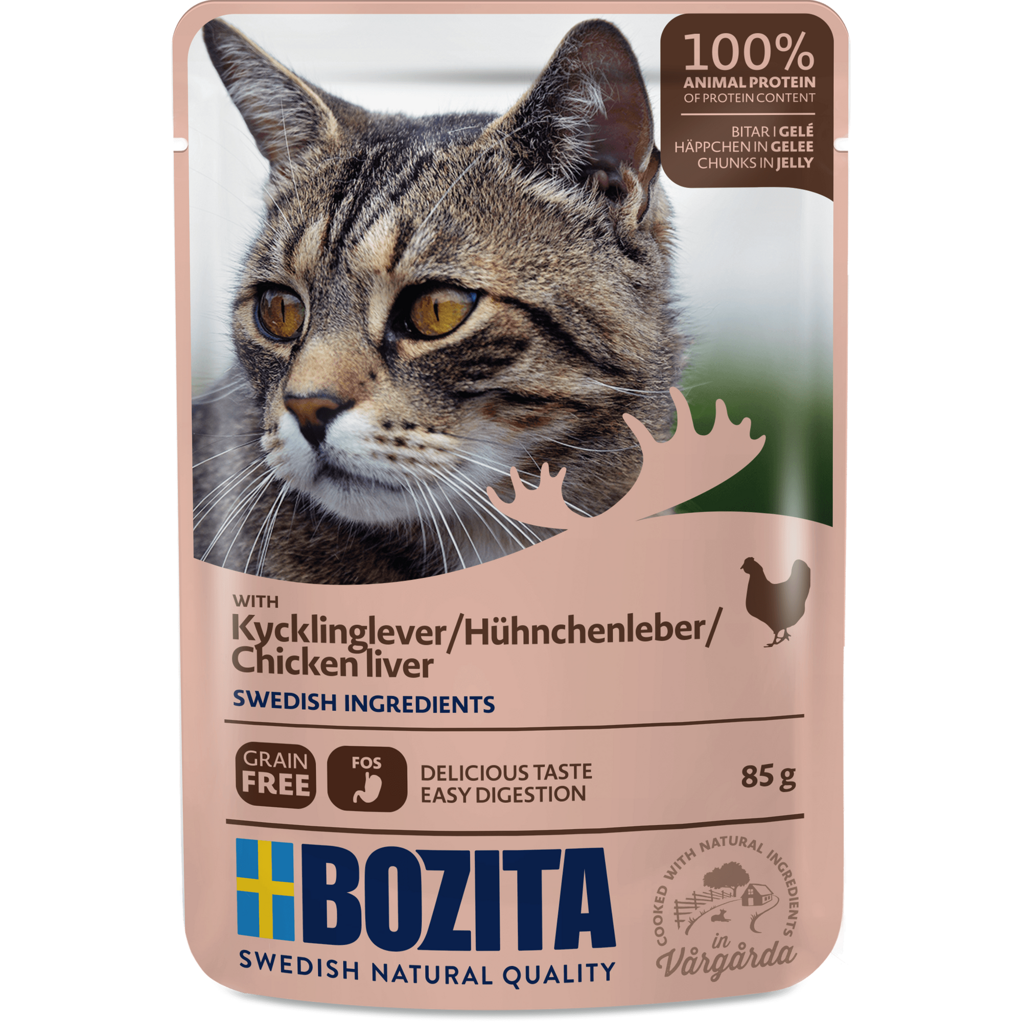 Artikel mit dem Namen Bozita Cat Häppchen in Gelee mit Hühnchenleber im Shop von zoo.de , dem Onlineshop für nachhaltiges Hundefutter und Katzenfutter.