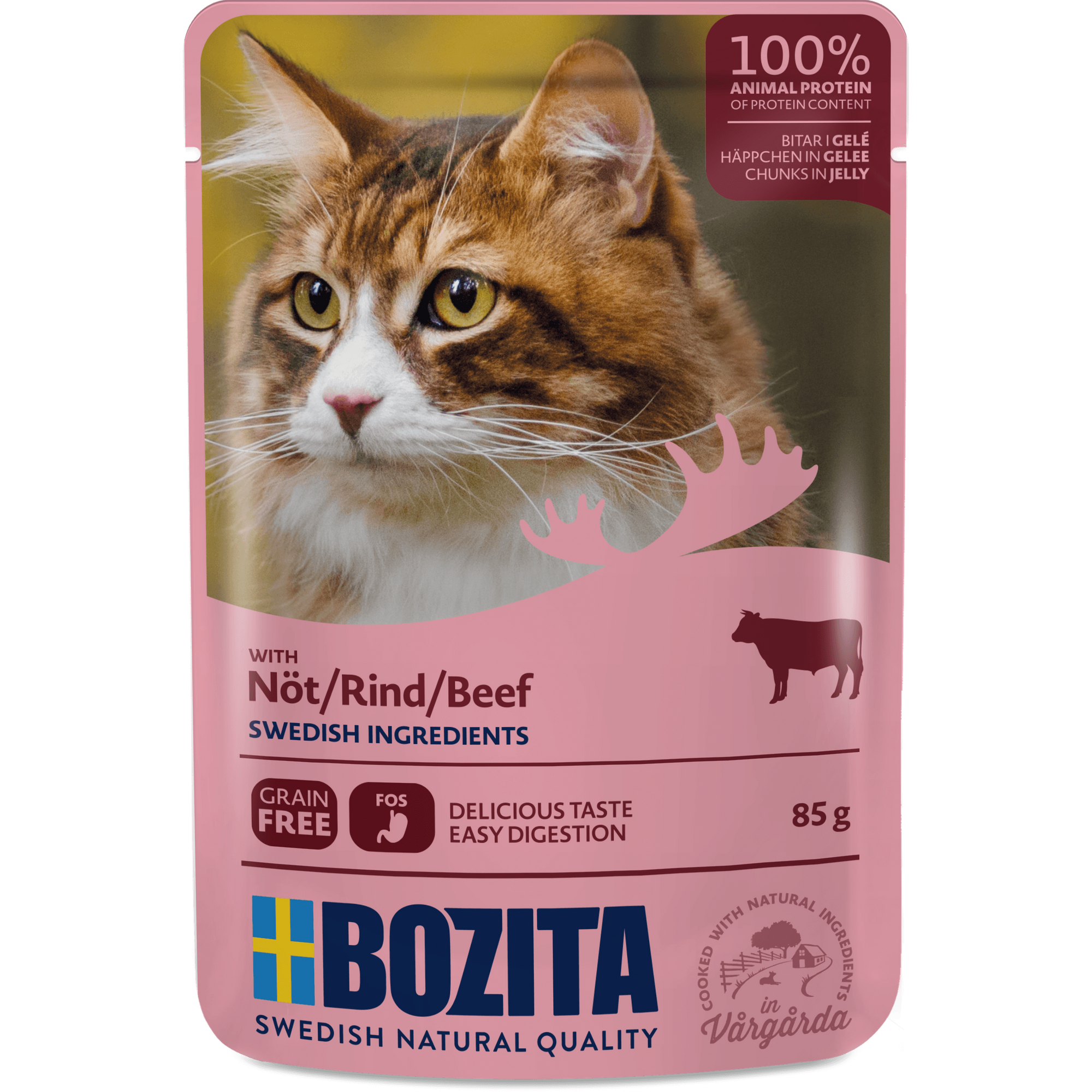 Artikel mit dem Namen Bozita Cat Häppchen in Gelee mit Rind im Shop von zoo.de , dem Onlineshop für nachhaltiges Hundefutter und Katzenfutter.