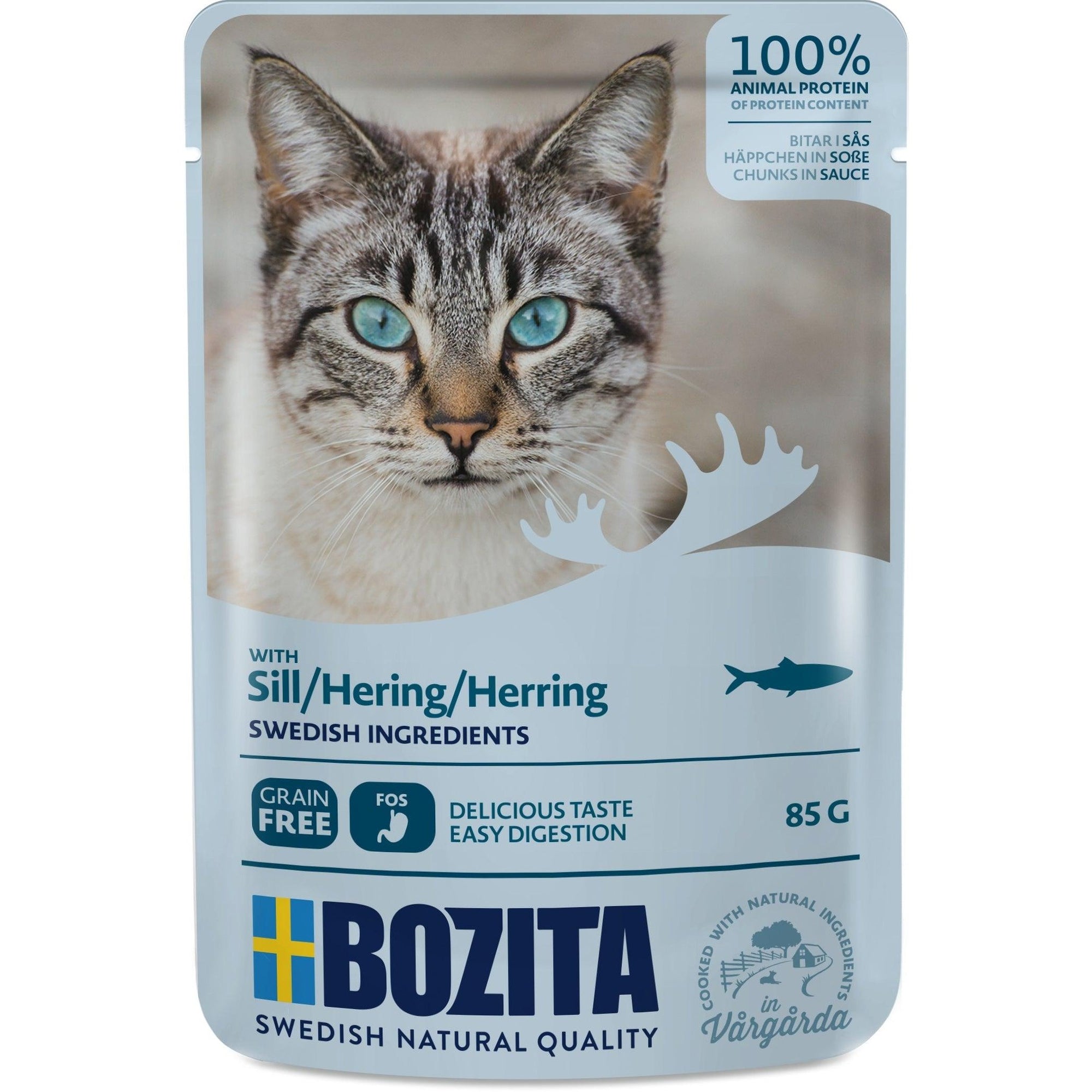 Artikel mit dem Namen Bozita Cat Häppchen in Soße mit Hering im Shop von zoo.de , dem Onlineshop für nachhaltiges Hundefutter und Katzenfutter.