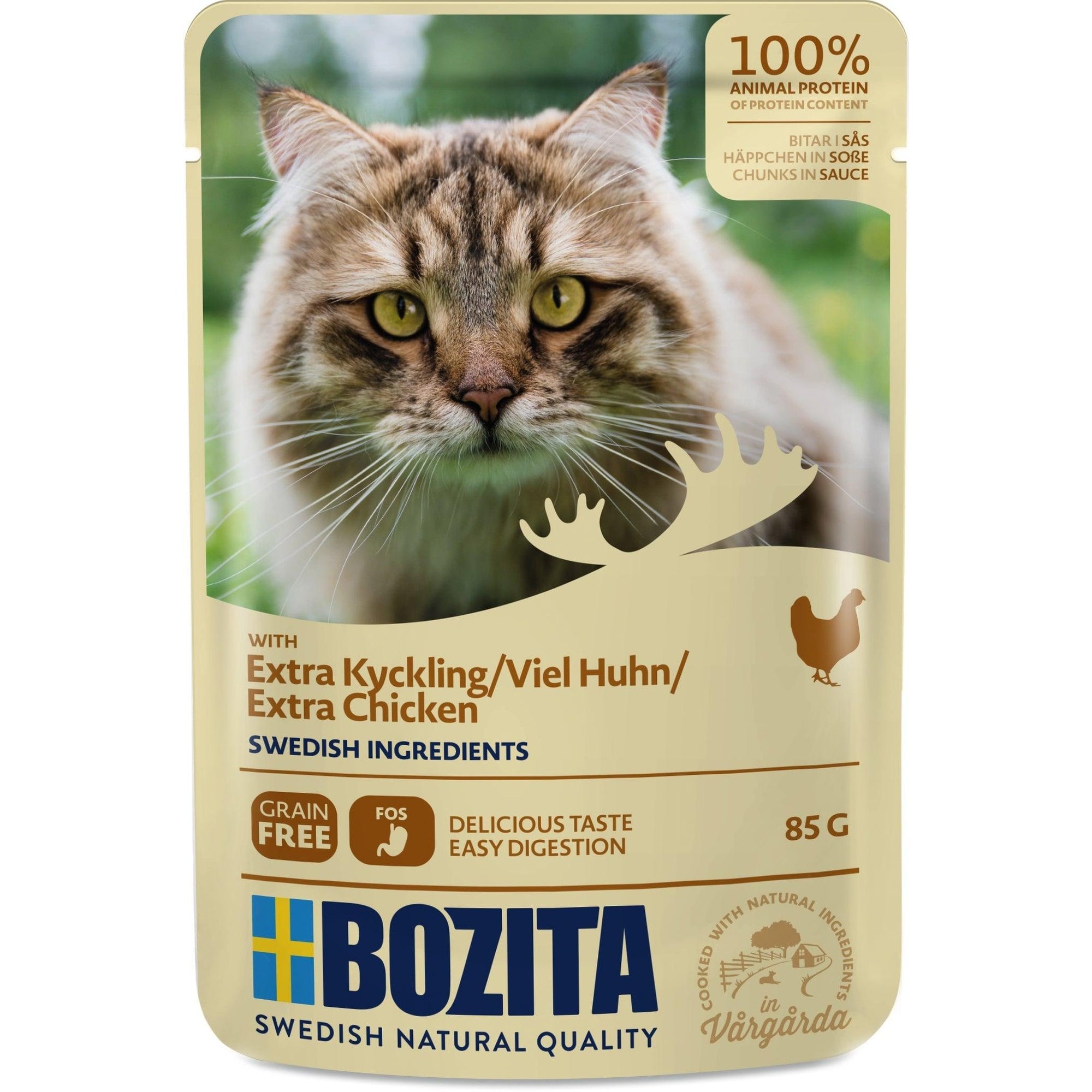 Artikel mit dem Namen Bozita Cat Häppchen in Soße mit viel Hühnchen im Shop von zoo.de , dem Onlineshop für nachhaltiges Hundefutter und Katzenfutter.
