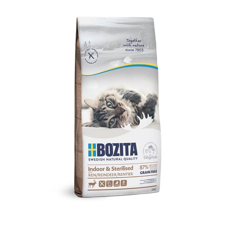 Artikel mit dem Namen Bozita Cat Indoor & Sterilised Grain free Reindeer im Shop von zoo.de , dem Onlineshop für nachhaltiges Hundefutter und Katzenfutter.