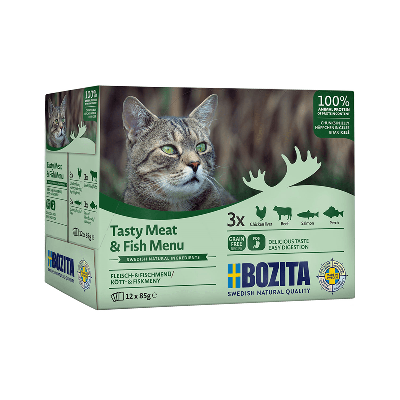 Bozita Häppchen in Gelee mit Fisch & Fleisch Multibox 12x85 g, Nassfutter