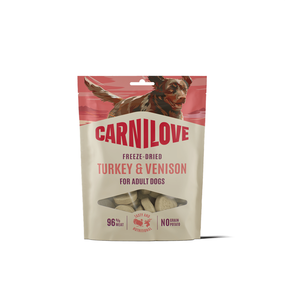 Carnilove Freeze-Dried Pute und Wild Snack für Hunde, 60-g-Beutel