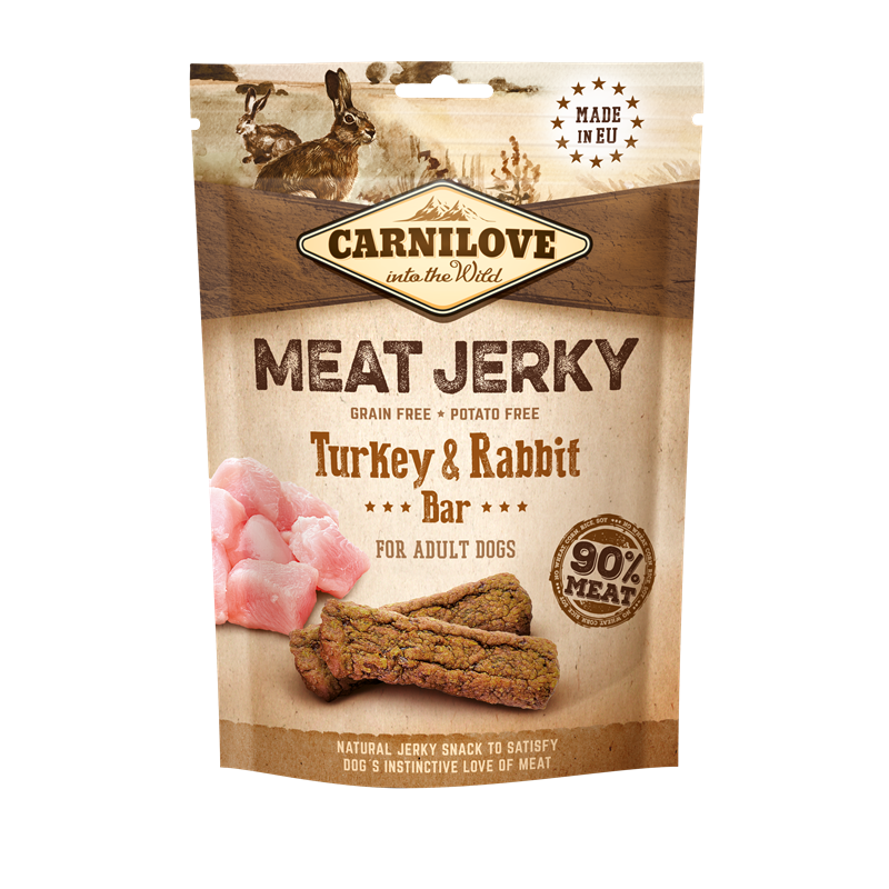 Artikel mit dem Namen Carnilove Dog Snack - Jerky - Turkey & Rabbit Bar im Shop von zoo.de , dem Onlineshop für nachhaltiges Hundefutter und Katzenfutter.