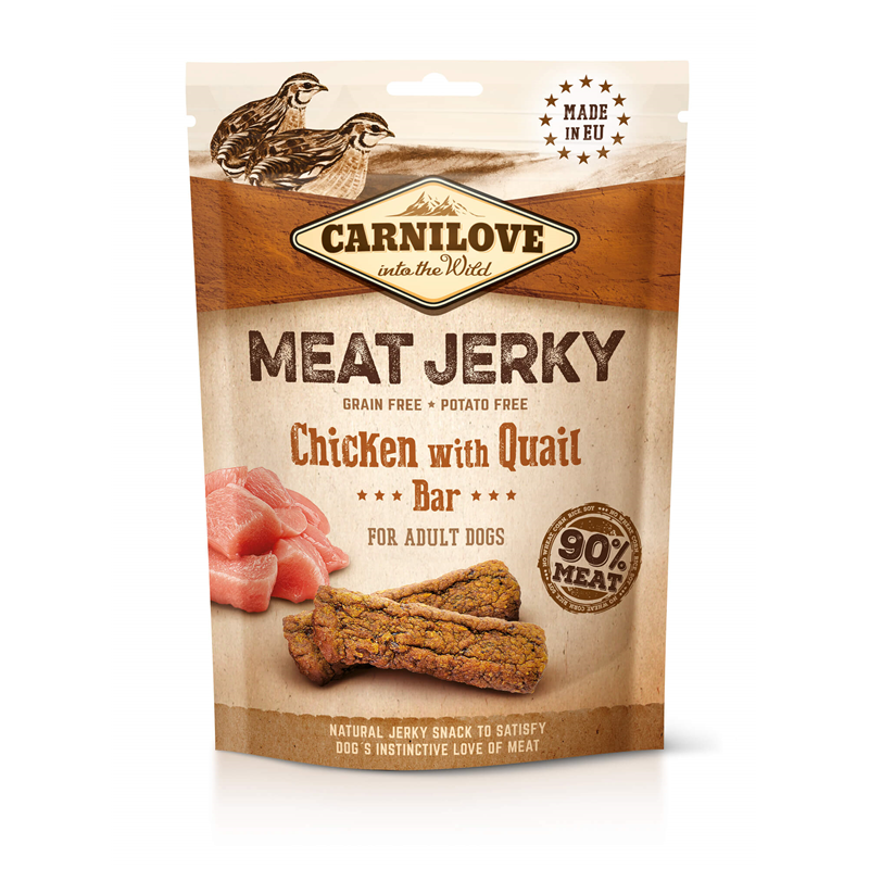 Artikel mit dem Namen Carnilove Dog Snack - Meat Jerky - Chicken with Quail Bar im Shop von zoo.de , dem Onlineshop für nachhaltiges Hundefutter und Katzenfutter.