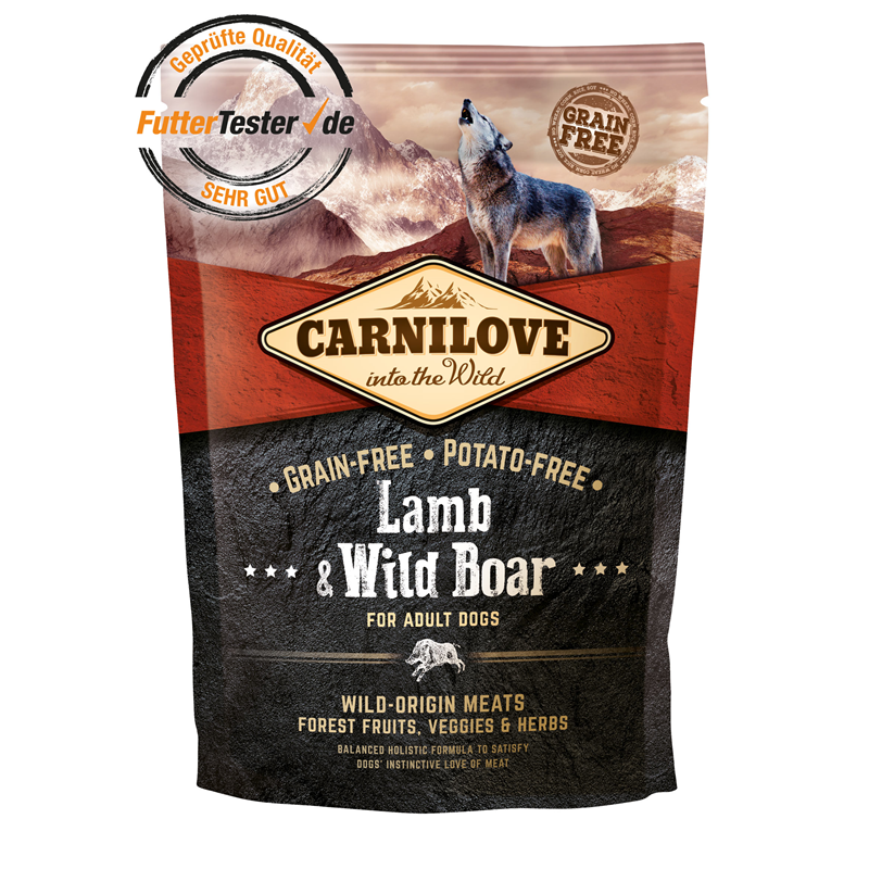 Artikel mit dem Namen Carnilove for Adult Dogs Lamb & Wild Boar im Shop von zoo.de , dem Onlineshop für nachhaltiges Hundefutter und Katzenfutter.