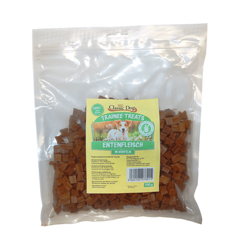 Classic Dog Snack Trainee Treats Entenfleisch in Würfeln, Snacks