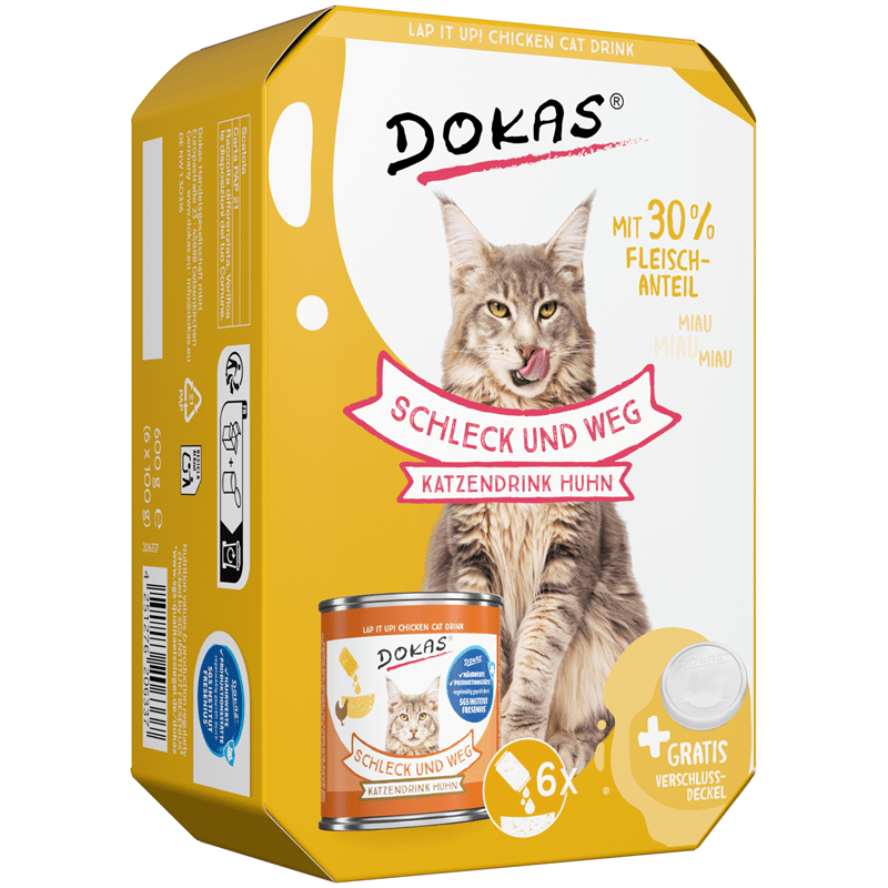 Dokas Schleck und weg cat drink chicken box 6x servings with lid