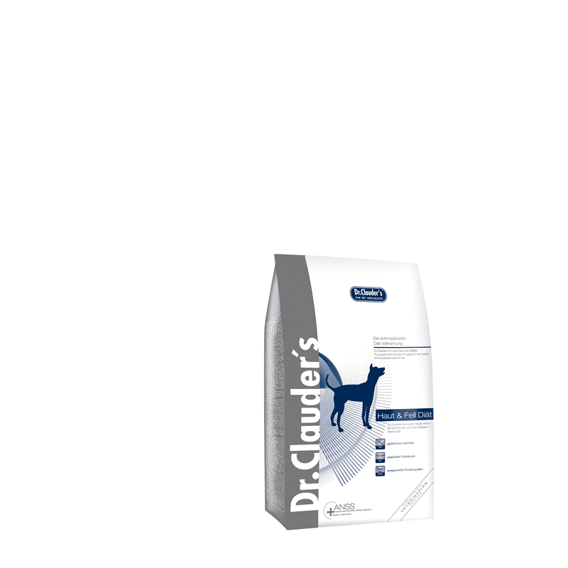 Dr. Clauder's FSD dry dog food bag for skin and coat health with selected proteins