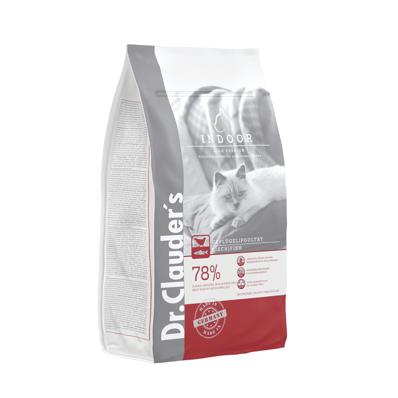 Dr. Clauder's Indoor Cat Dry Food Poultry and Fish Bag Made in Germany