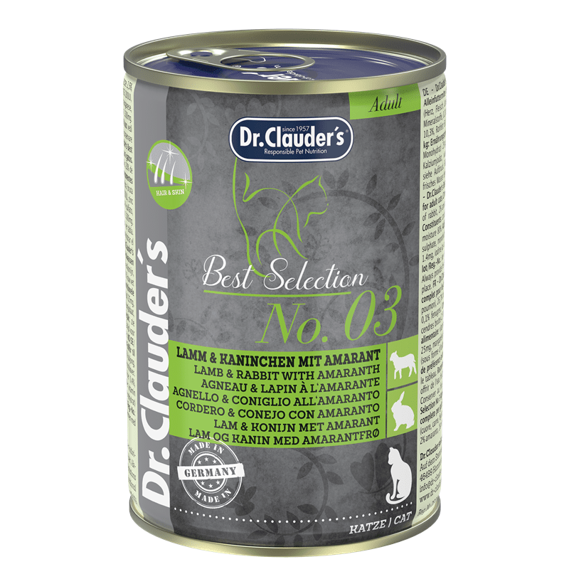 Dr. Clauder's Best Selection No3 Lamb Rabbit Cat Wet Food with Amaranth and Linseed for Hair Skin
