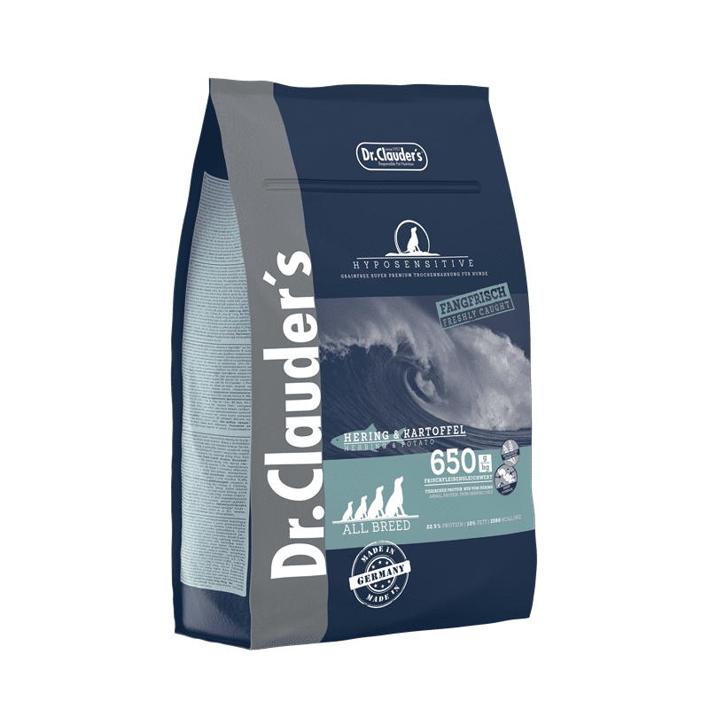 Dr. Clauder's grain-free dog food bag side view