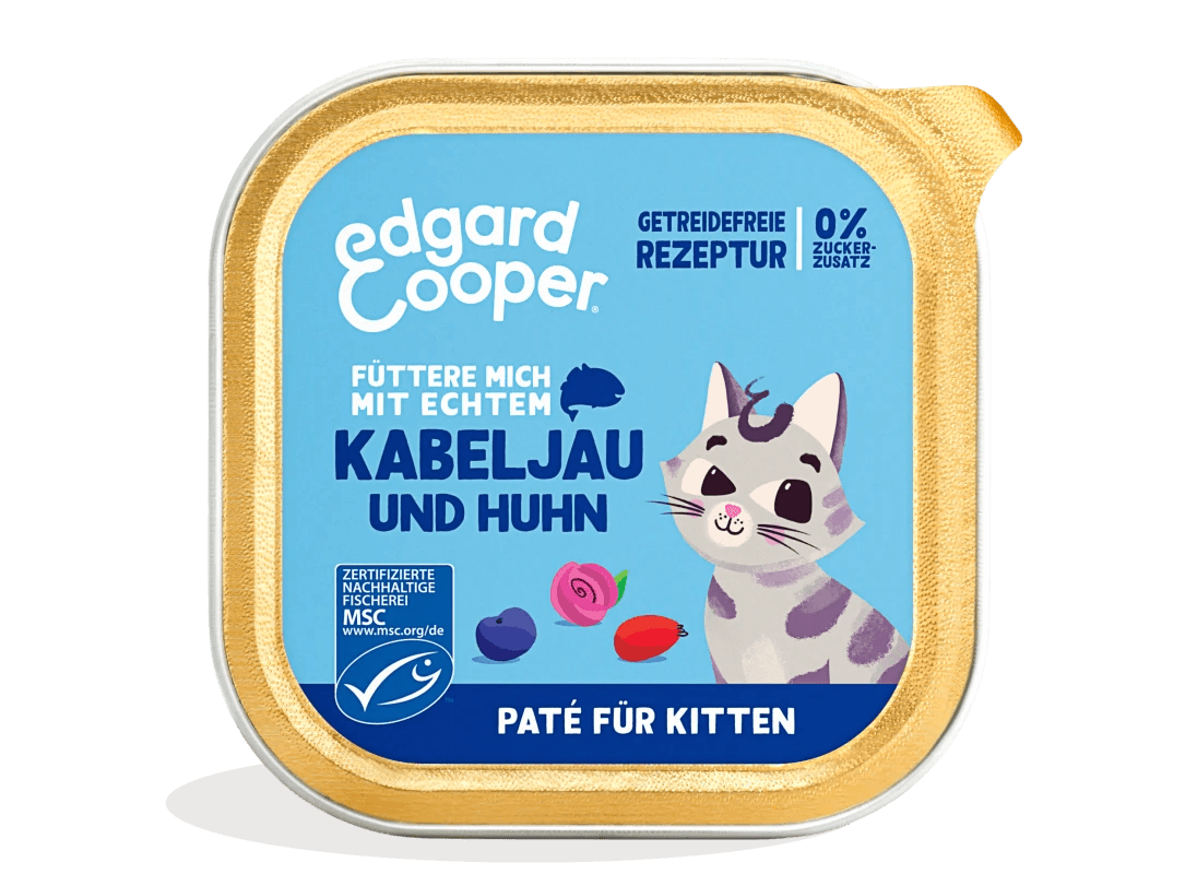 Edgard Cooper Katze MSC-Kabeljau&Huhn+Blaubeeren Paté